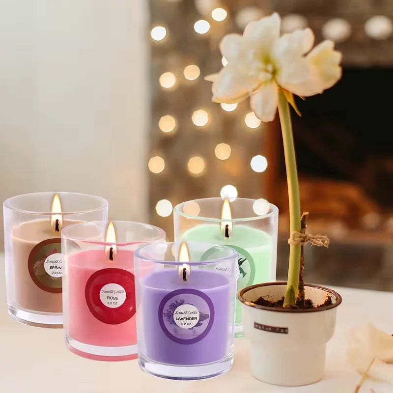 Fclayvts Scented Soy Wax Candle Gift Set With Essential Oils