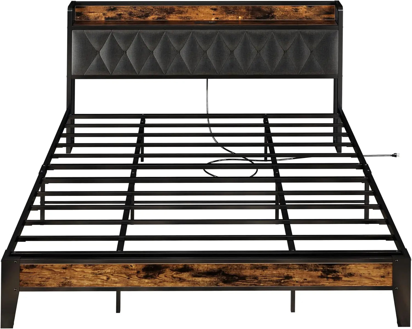Anctor Bed Frames With Storage Headboard And Outlets No Noise No Box Springs