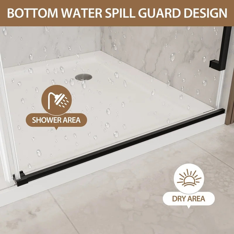 Frameless Sliding Shower Door With 8mm Clear Tempered Glass