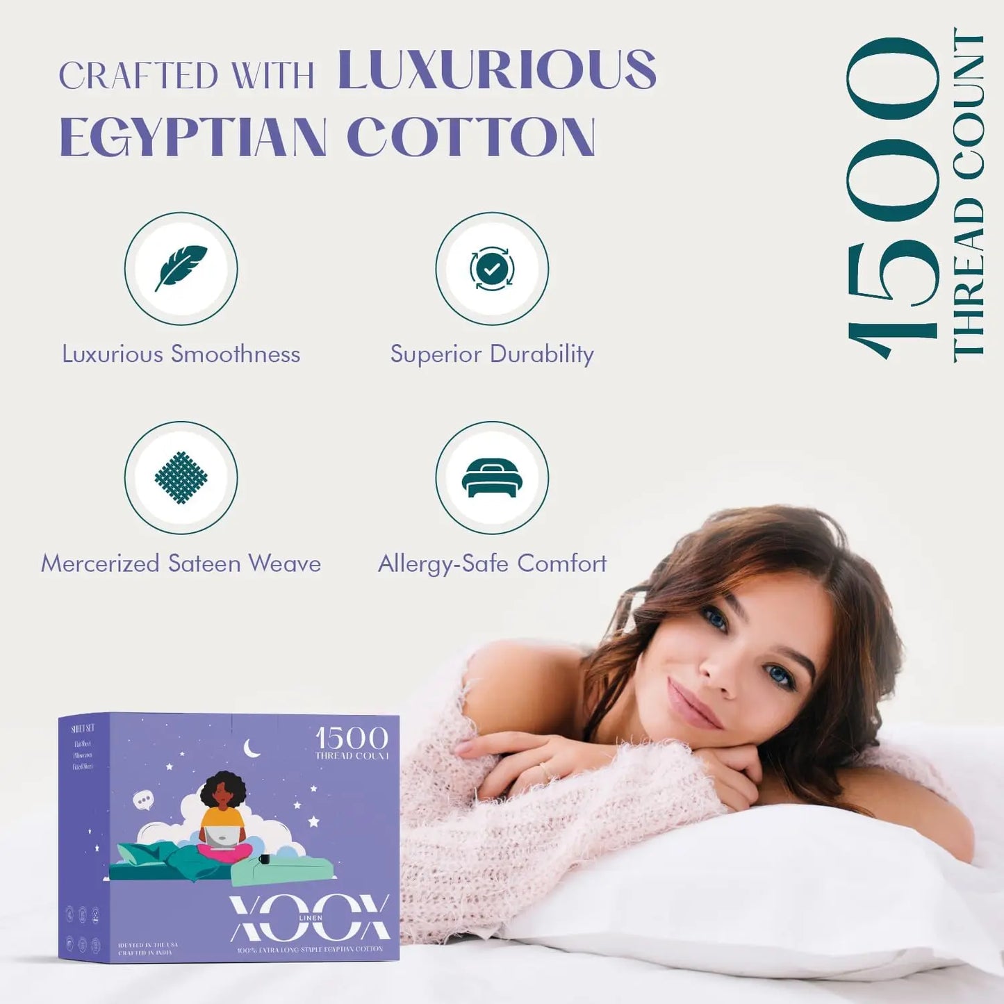 100 Percent Egyptian Cotton Sheet Set Luxury 1500 Thread Count 4 Piece