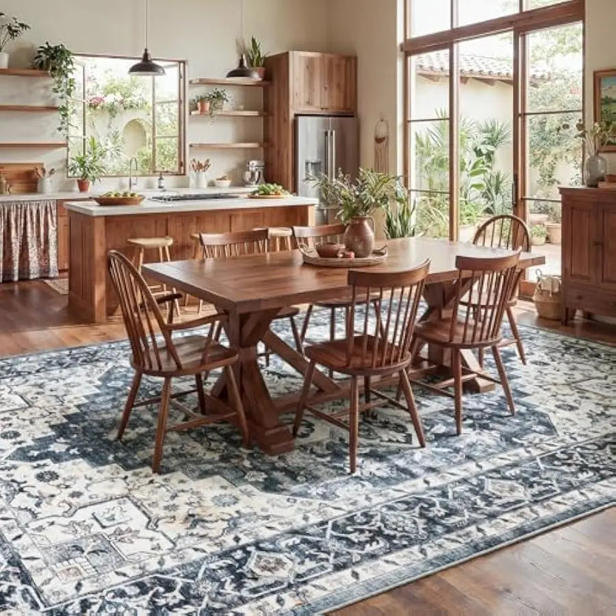 AMADA HOMEFURNISHING Washable Area Rug With Low Profile Non Slip Backing