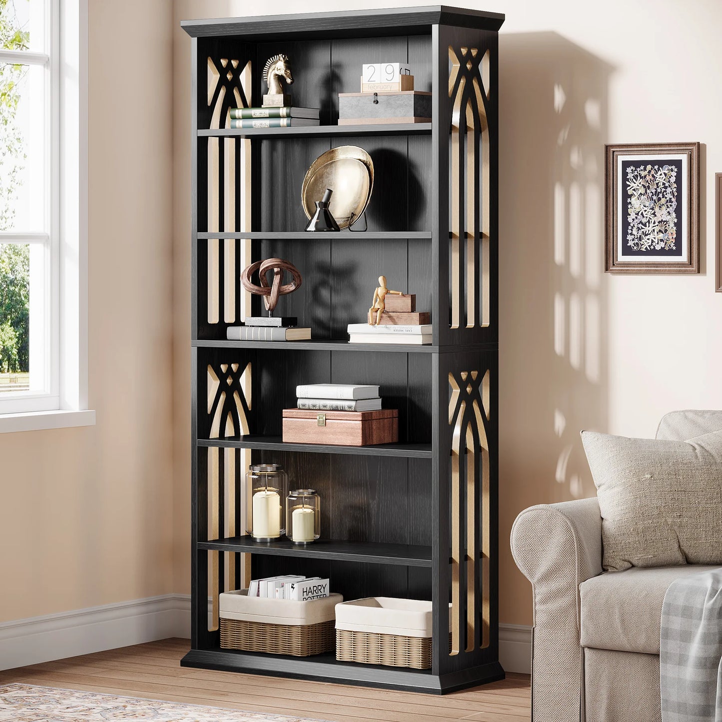 Tribesigns Six Tier Wooden Bookcase For Home Display