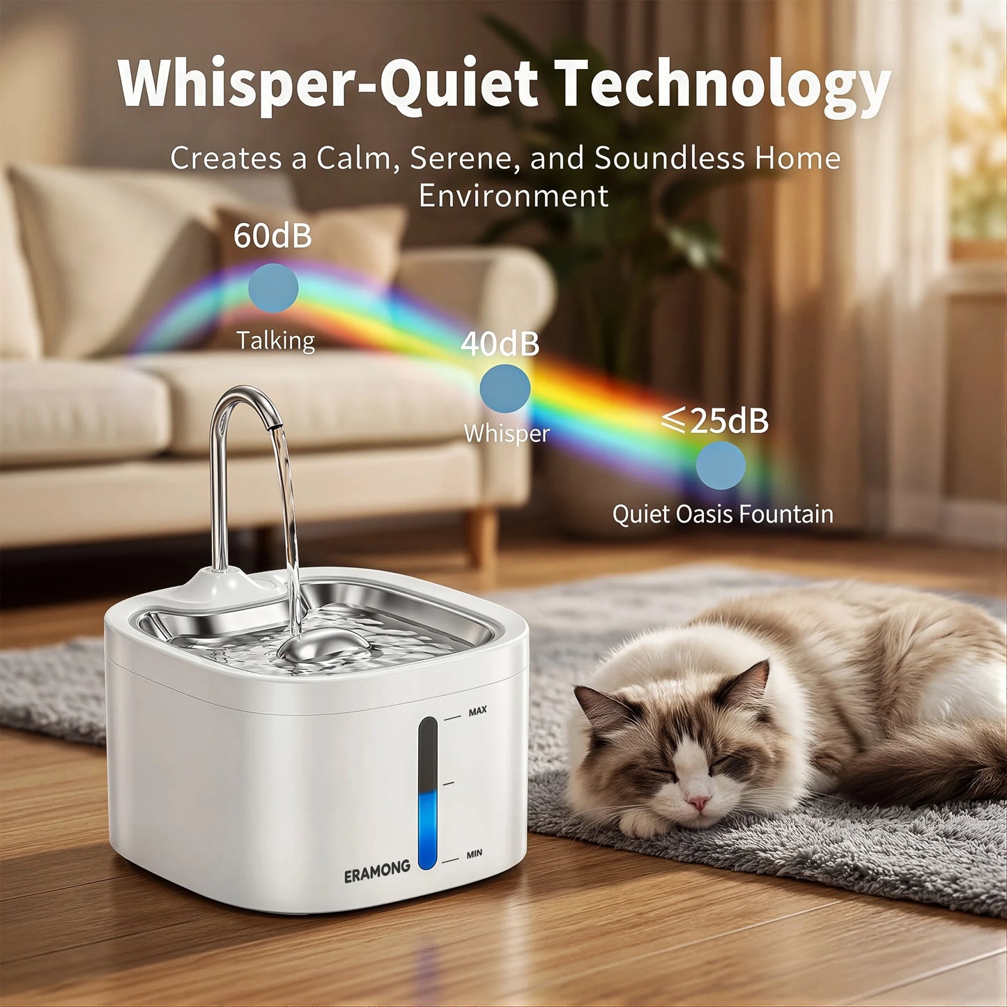 Automatic Stainless Steel Pet Water Fountain With Quiet Water Pump