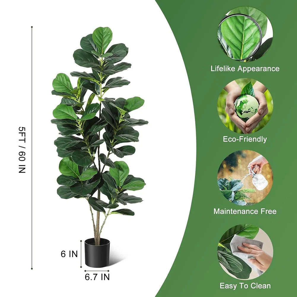 HiMISSCN Fiddle Leaf Fig Artificial Tree With Pot