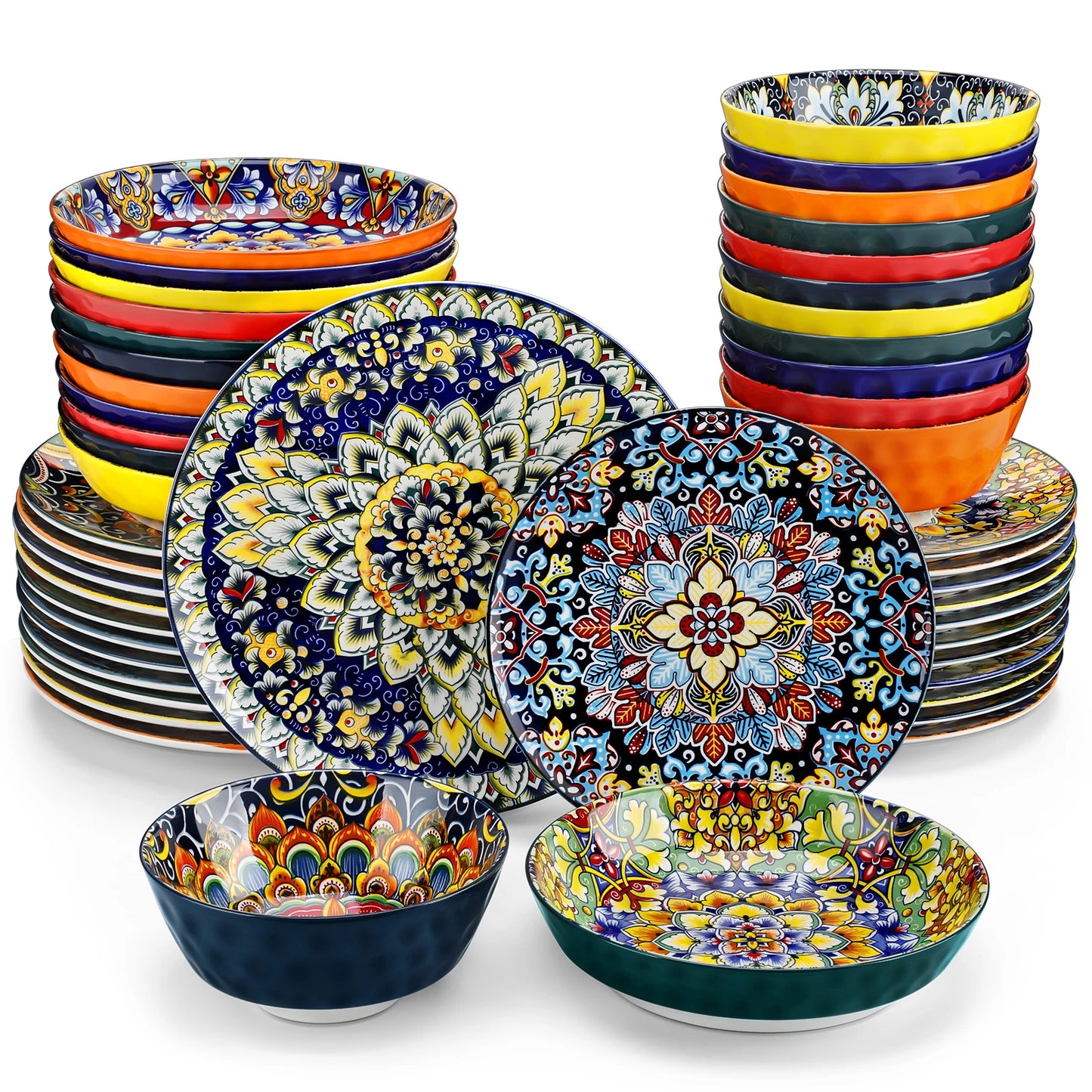 Malacasa Ceramic Dinnerware Set Bohemian Style For 6 People