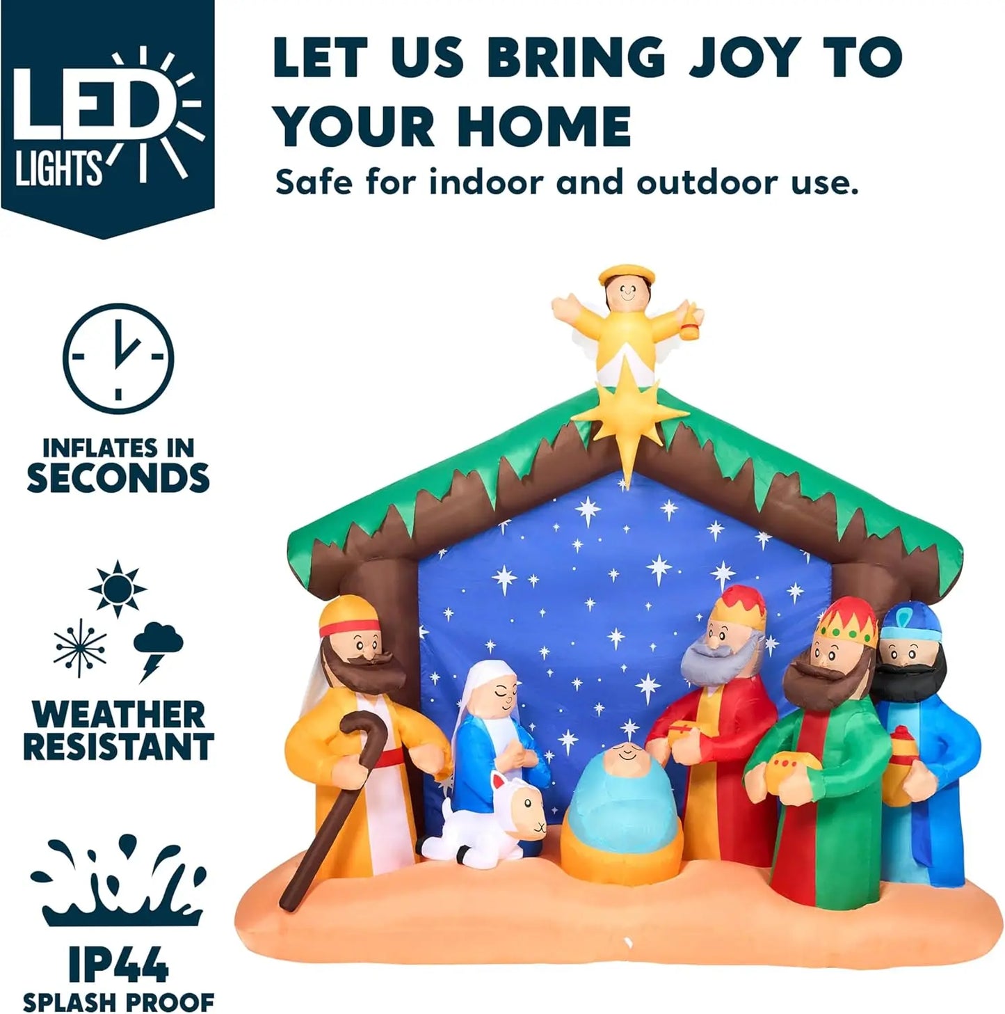 Joyfy Christmas Nativity Scene Inflatable With LEDs Outdoor Decor