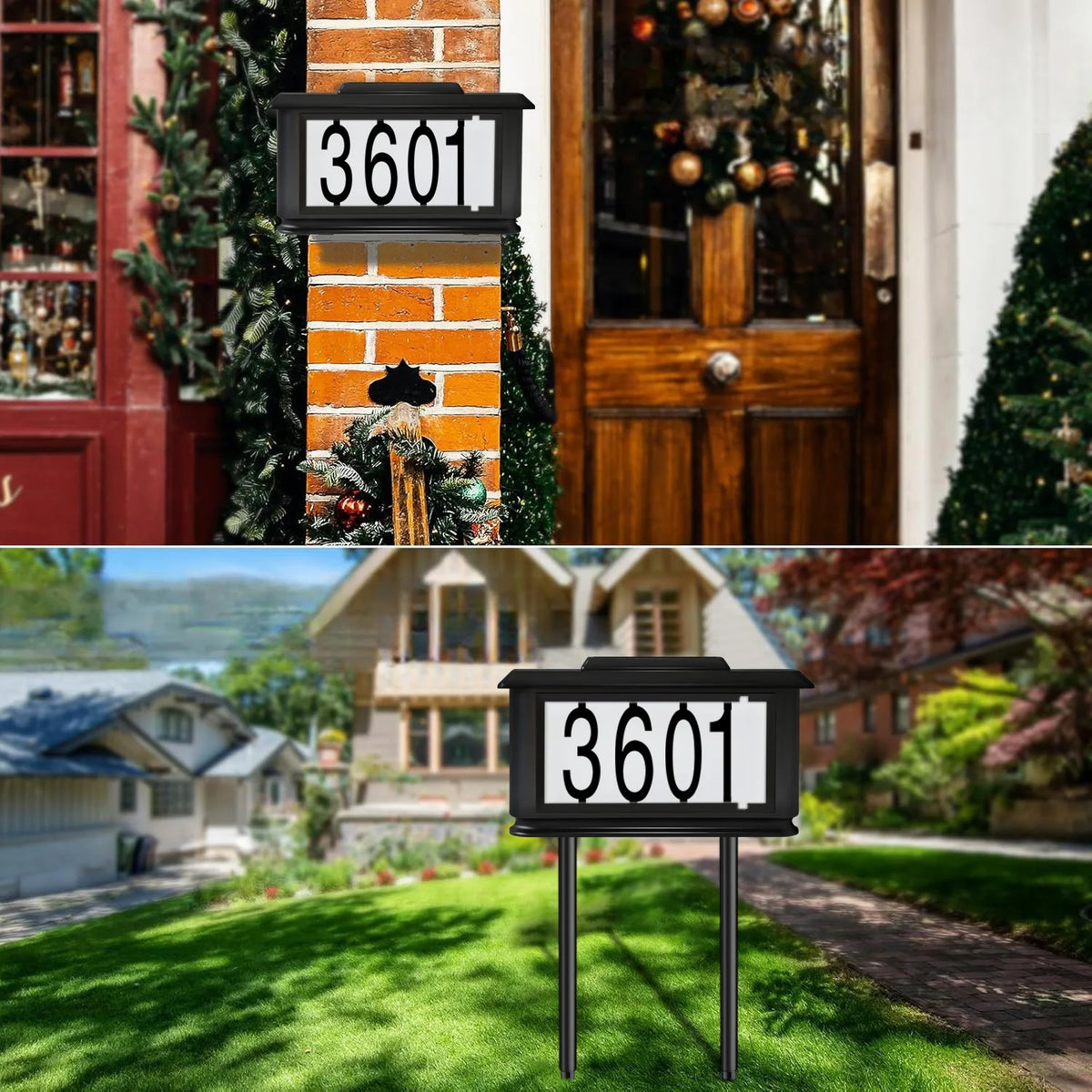 Solar Outdoor House Number Sign Light With Ground Stake