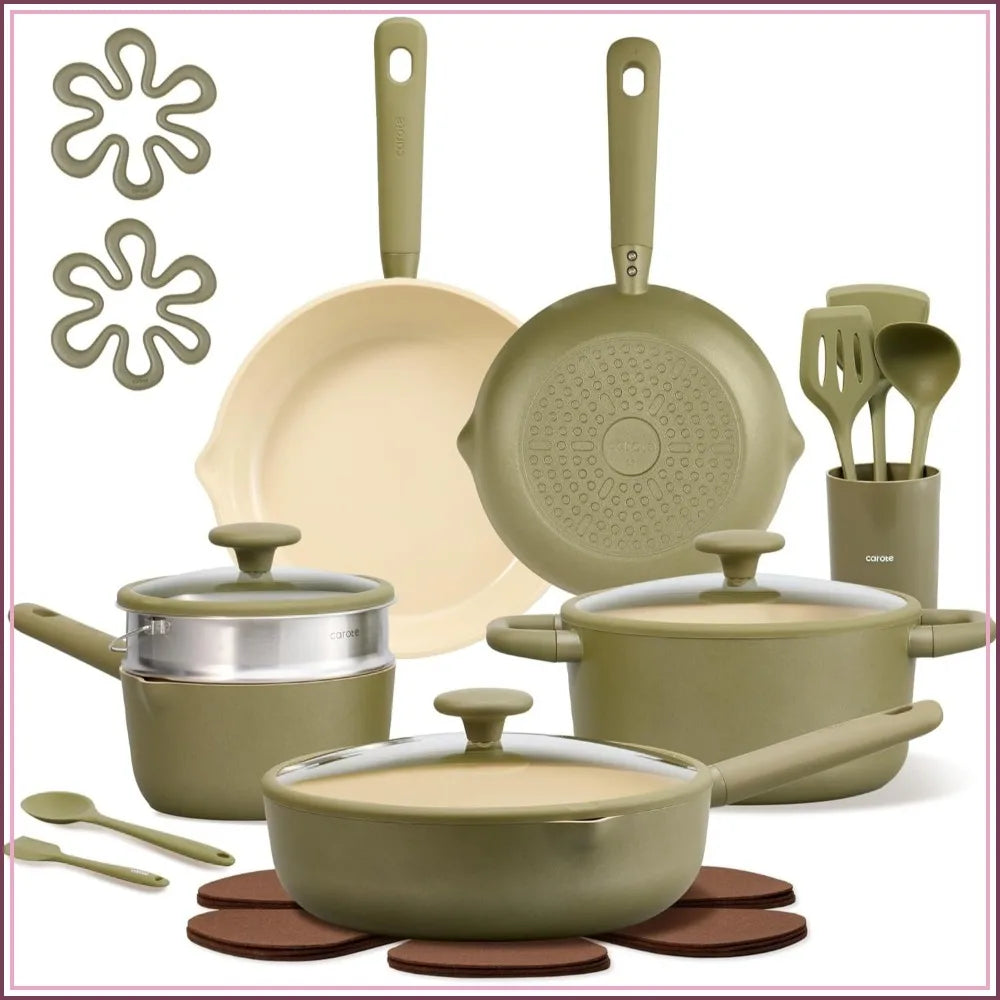 21-Piece Nonstick Cookware Set Ceramic Coating PFAS Free Induction-Compatible