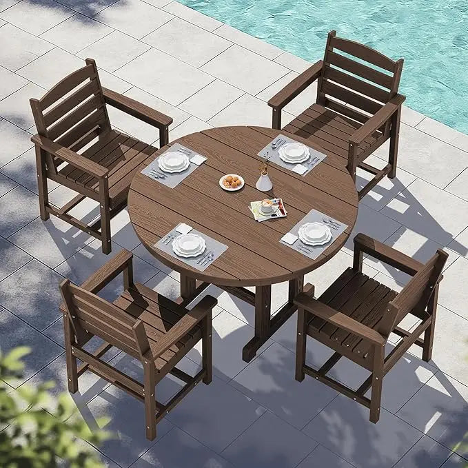 HDPE Outdoor 5-Piece Patio Dining Set With Table And Chairs