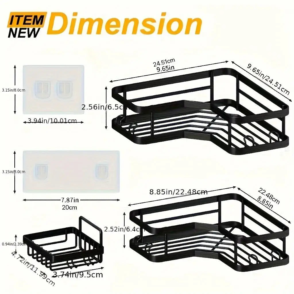 5 Pack Adhesive Shower Caddies No Drilling Rustproof Stainless Steel