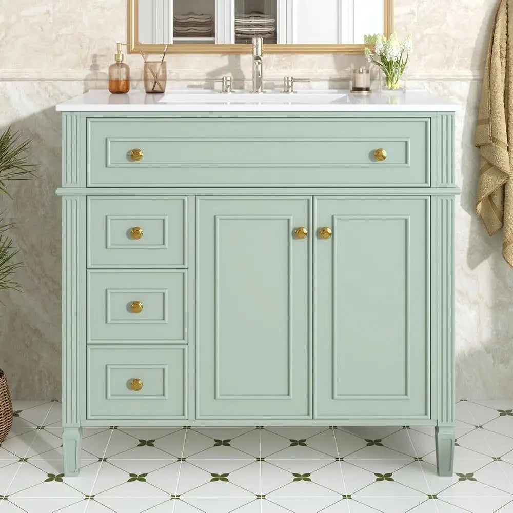 Bathroom Vanity Cabinet With Ceramic Countertop Sink Combo