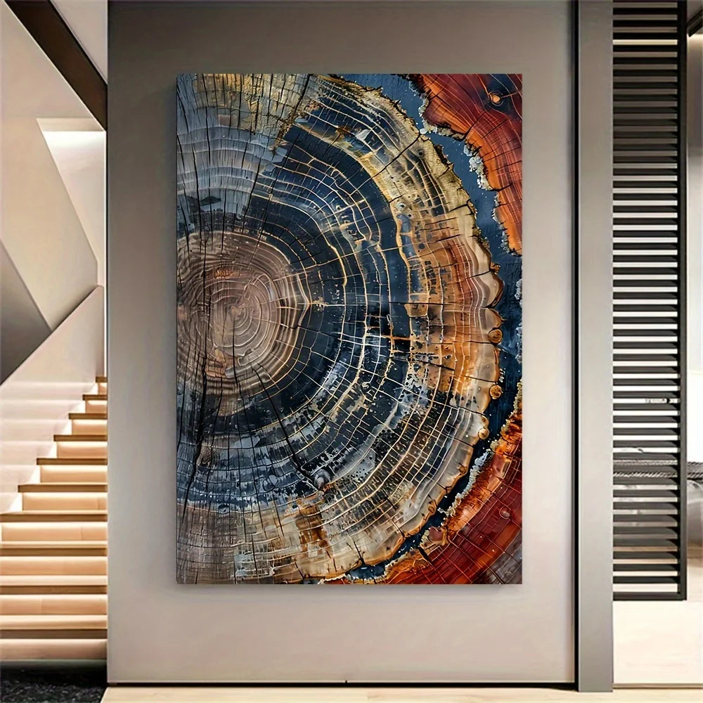 Abstract Tree Ring Canvas Art Print For Modern Wall Decor