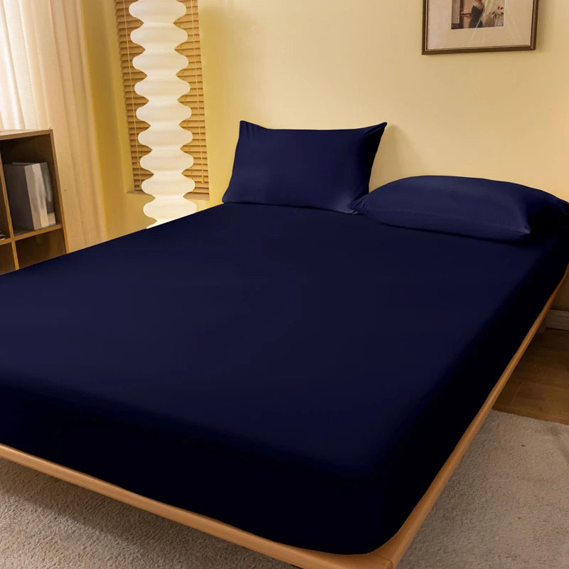 Matte Solid Polyester Fitted Sheet For Bedroom Decor