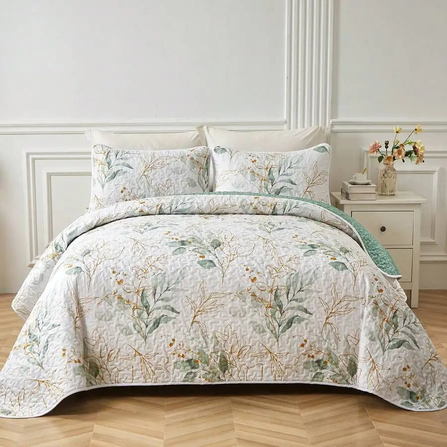Premium Polyester Cotton Three Piece Quilt Set Cover