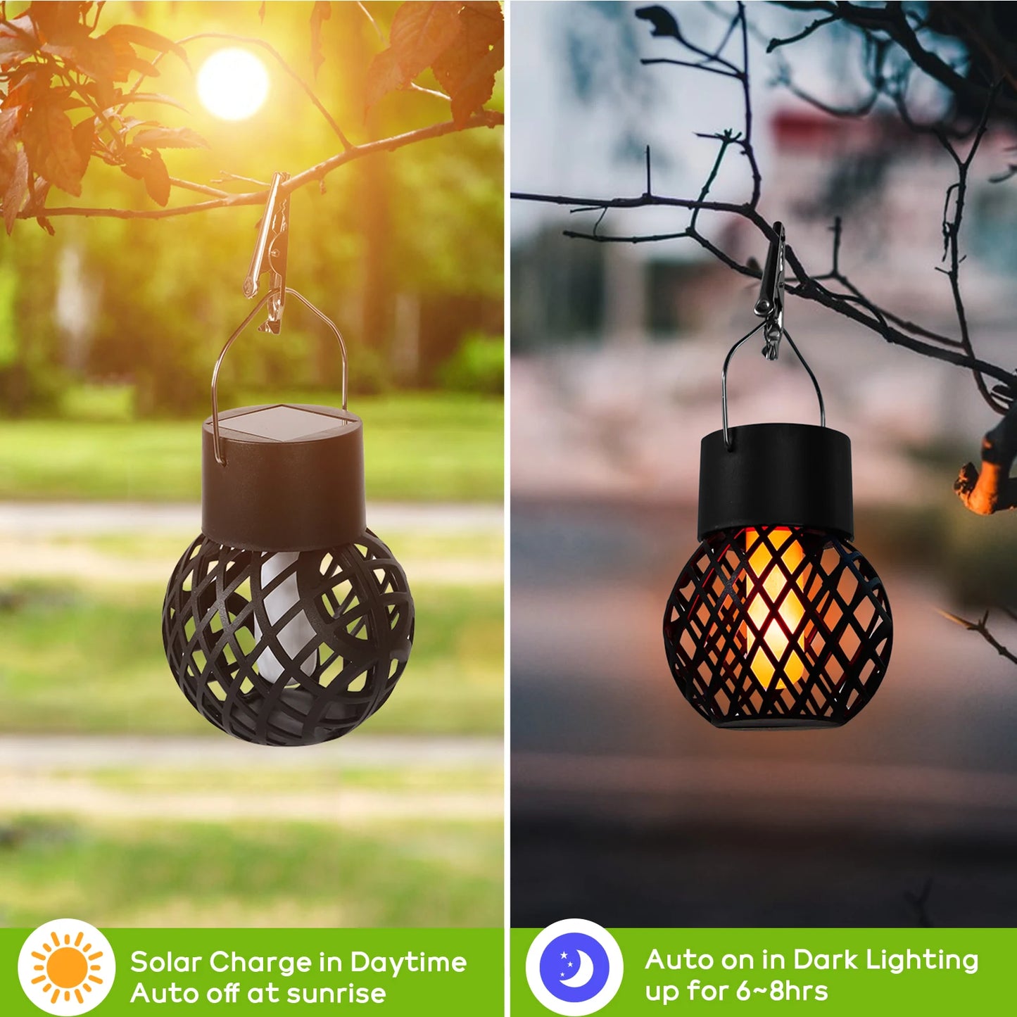 Solar Powered Pendant Lights for Outdoor Landscaping IP65 Waterproof