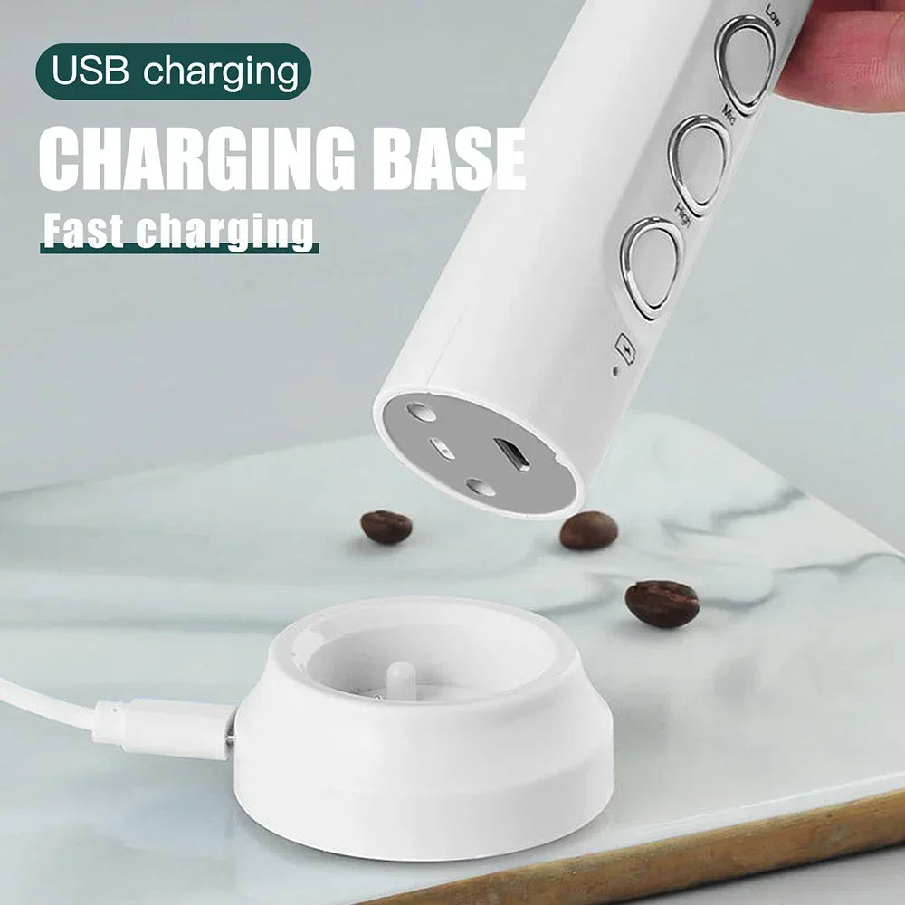 Stonego Rechargeable Milk Frother Handheld Coffee Foam Maker With Whisk