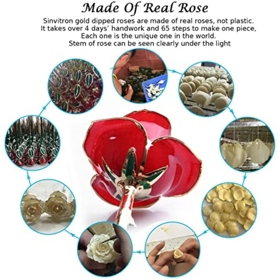 Gold Dipped Infinity Rose - Eternal Resin-Preserved Rose Forever Flower Decor for Birthdays Mother's Day Anniversaries Unique G
