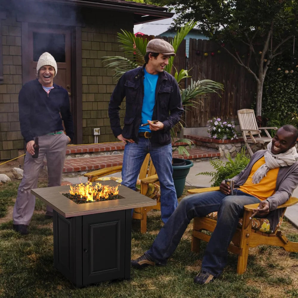 Gas Propane Fire Pit Table With Lid And Lava Rocks