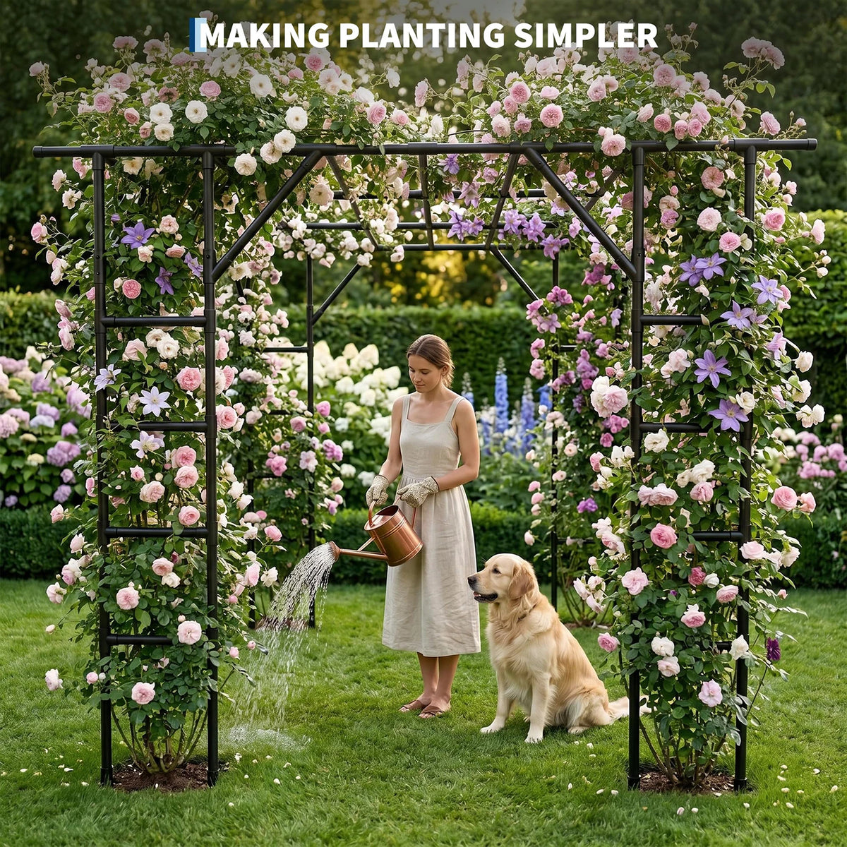 HiMISS Heavy Duty Metal Garden Arch Trellis For Climbing Plants
