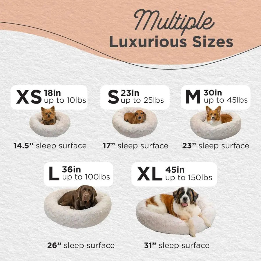 Calming Donut Dog Bed Plush Nest With Lux Faux Fur