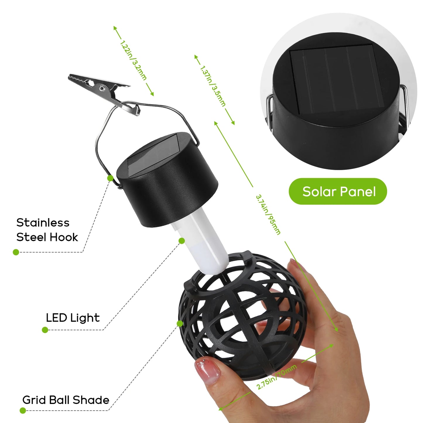 Solar Powered Pendant Lights for Outdoor Landscaping IP65 Waterproof