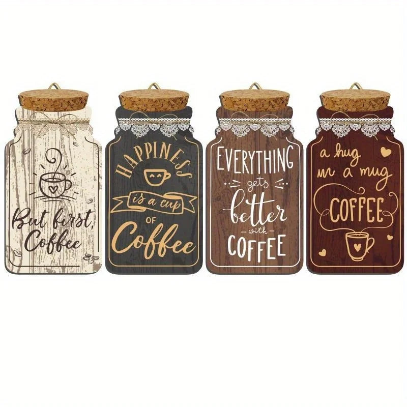 Coffee Wall Decor Wooden Plaques For Kitchen And Cafe