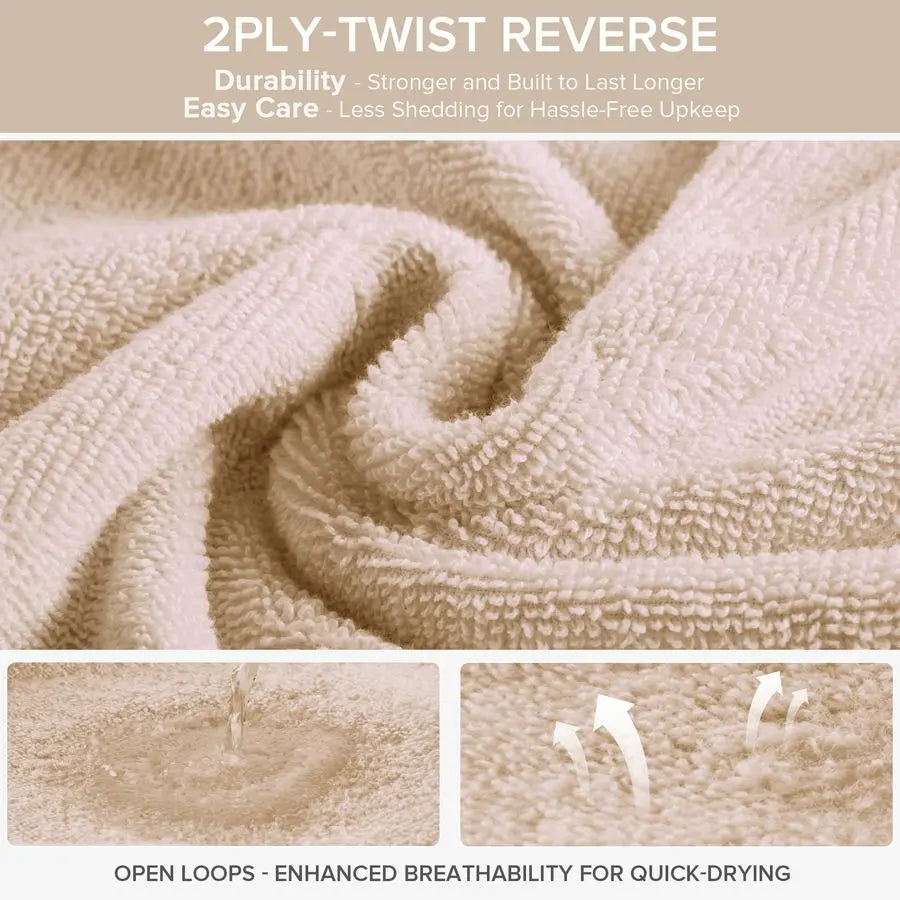 Luxury Cotton Bath Towel And Washcloth Set Premium