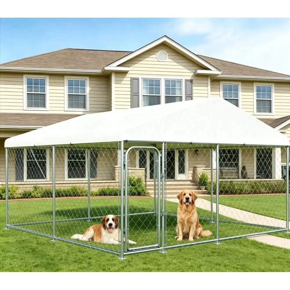 Heavy Duty Outdoor Dog Kennel With UV Roof And Double Locks