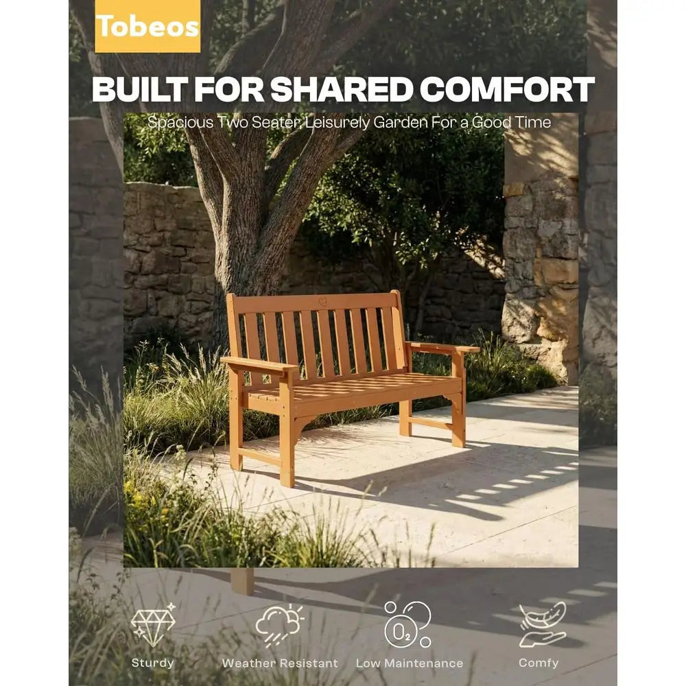 Adirondack Folding Bench All Weather HDPE Two Person Outdoor Seating