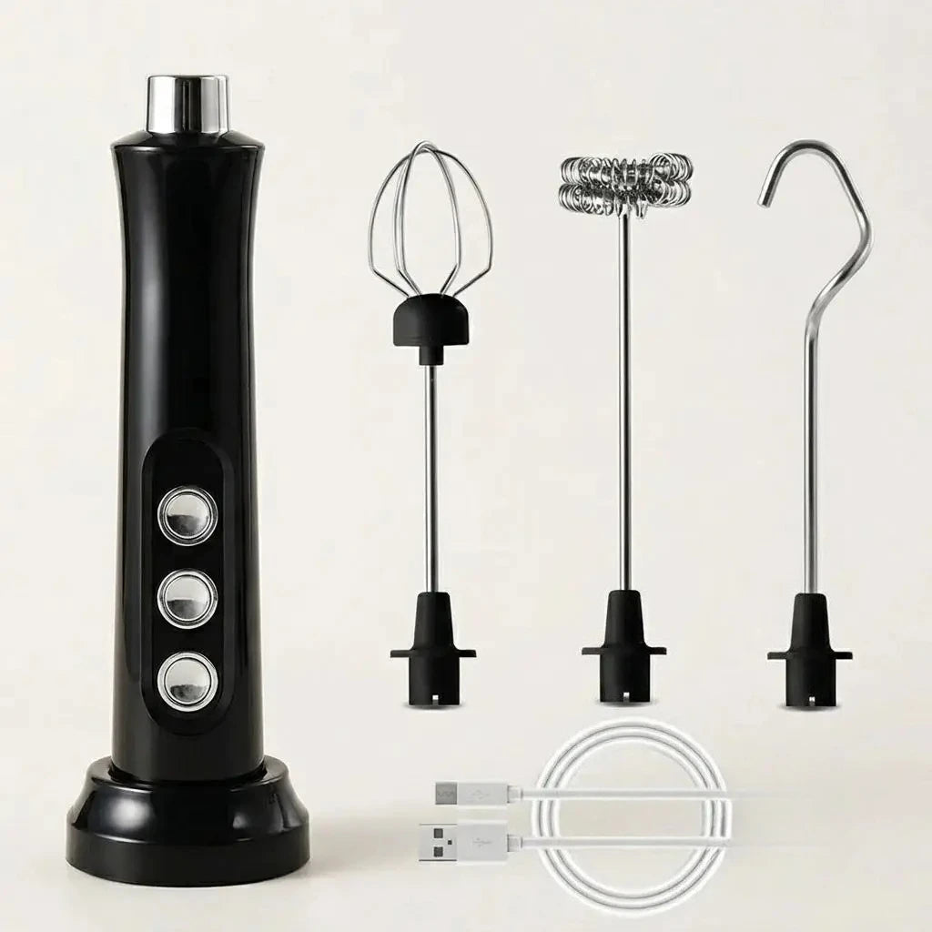 Stonego Rechargeable Milk Frother Handheld Coffee Foam Maker With Whisk