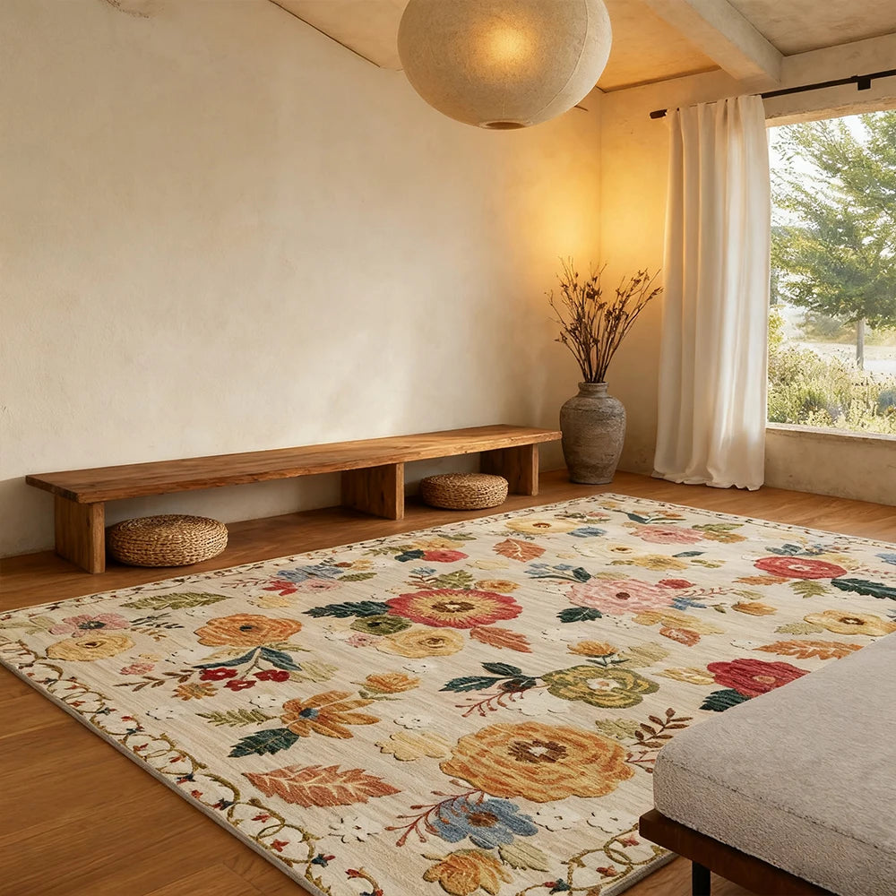 Kilim Boho Area Rug Machine Washable Low Pile Living Room
