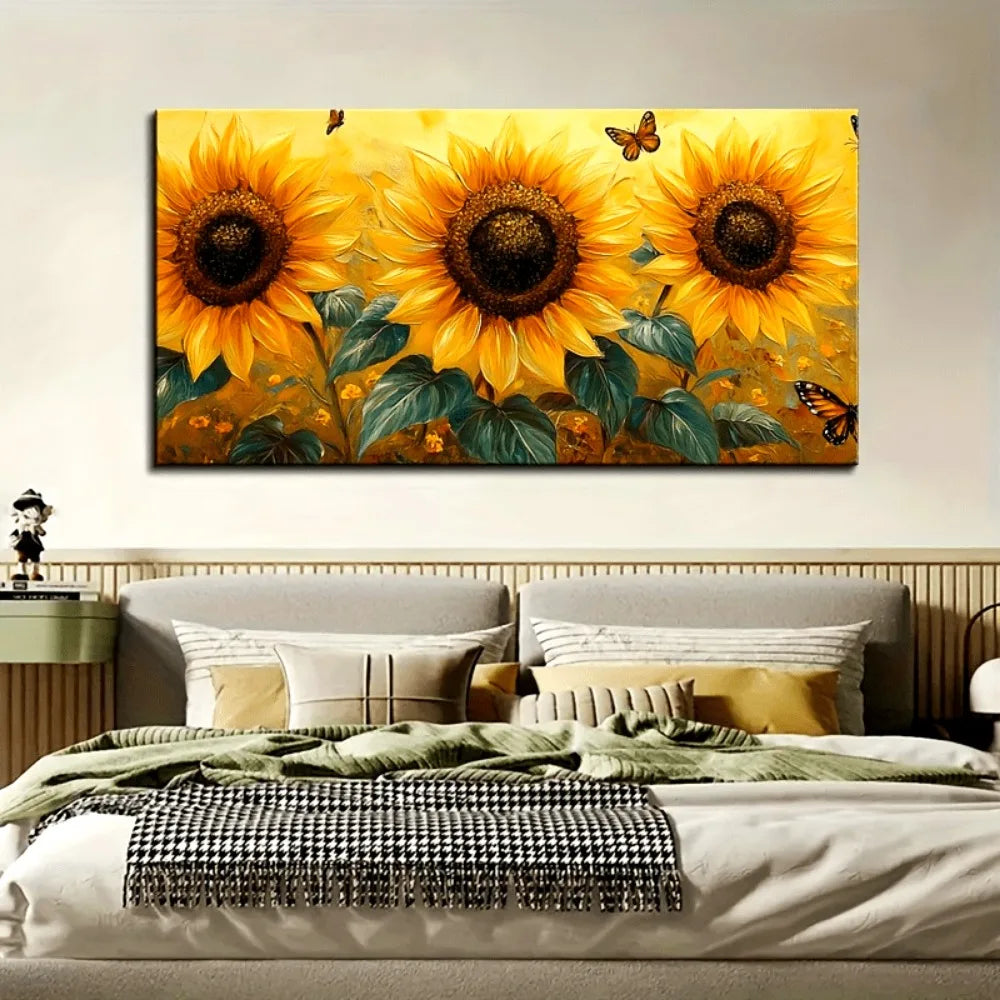Sunrise Sea Modern Abstract Oil Painting Sunflower Home Decor
