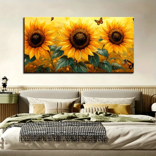 Sunrise Sea Modern Abstract Oil Painting Sunflower Home Decor