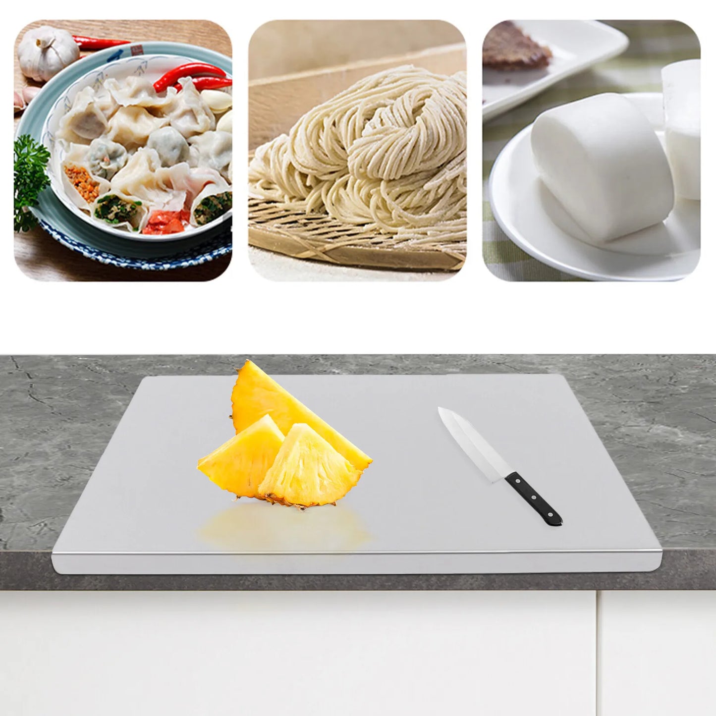 Bymaocar L Shaped Stainless Steel Cutting Board Non Slip Easy Clean