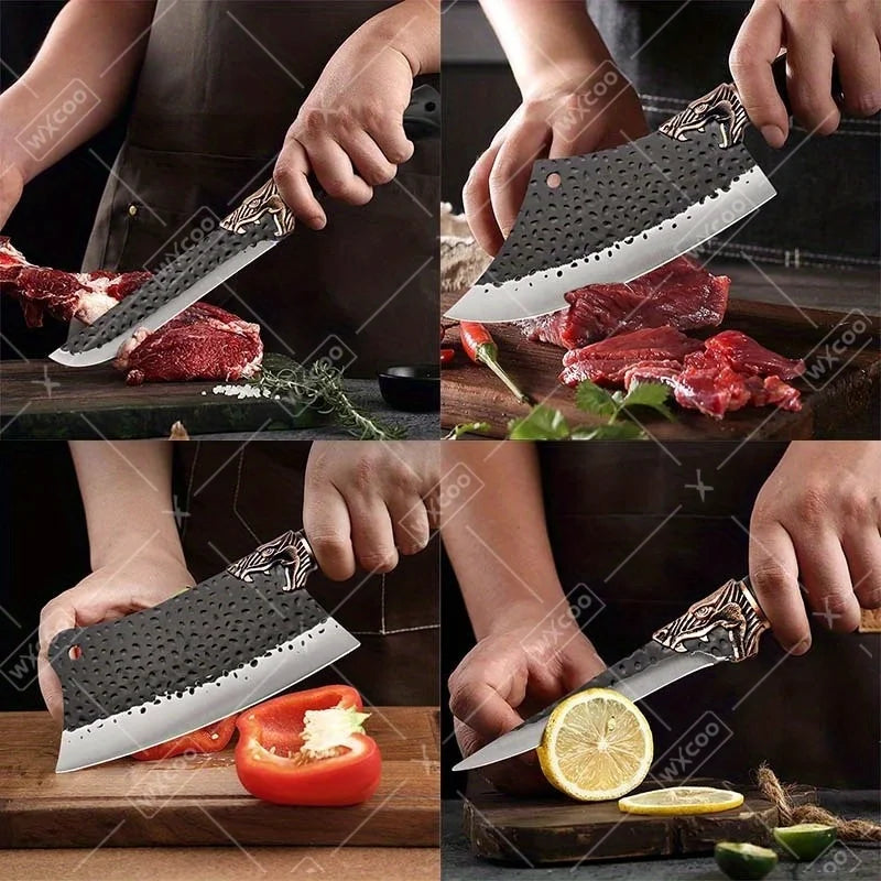 WXCOO 8 Piece Kitchen Chef Knife Set Stainless Steel Forged