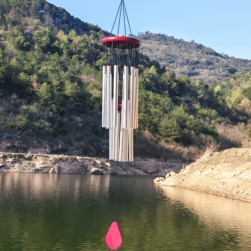 Metal Wind Chime With Wooden Top And Chapel Bells Design