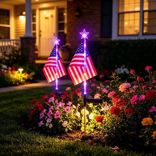 YIMIA Patriotic Solar Stake Lights For Independence Day Decoration