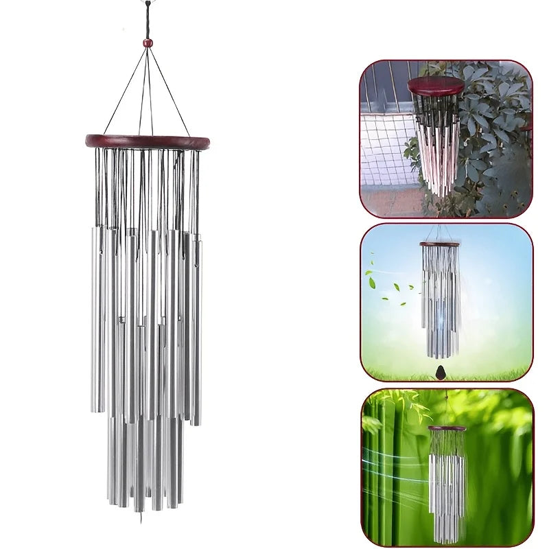 Metal Wind Chime With Wooden Top And Chapel Bells Design