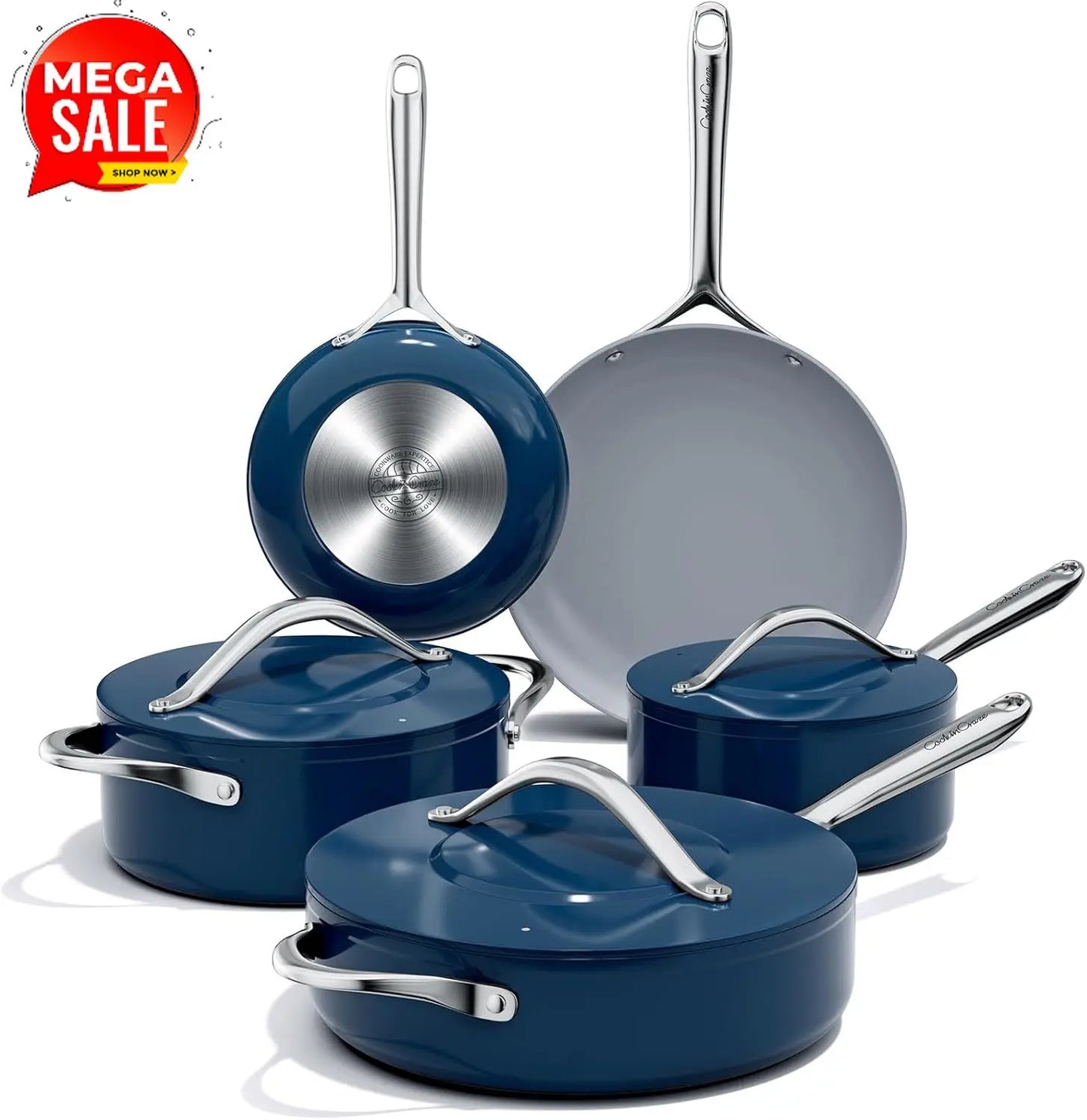 PFAS Free Ceramic Cookware Set With G7 Coating Nonstick Pots And Pans