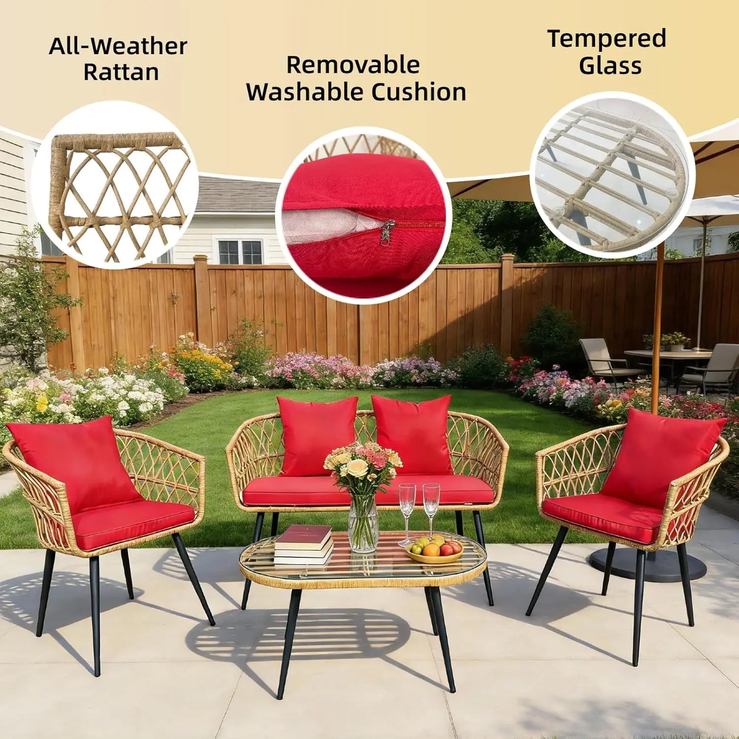 XIAOLANG Outdoor Patio Furniture Set With Wicker Sofa And Chairs