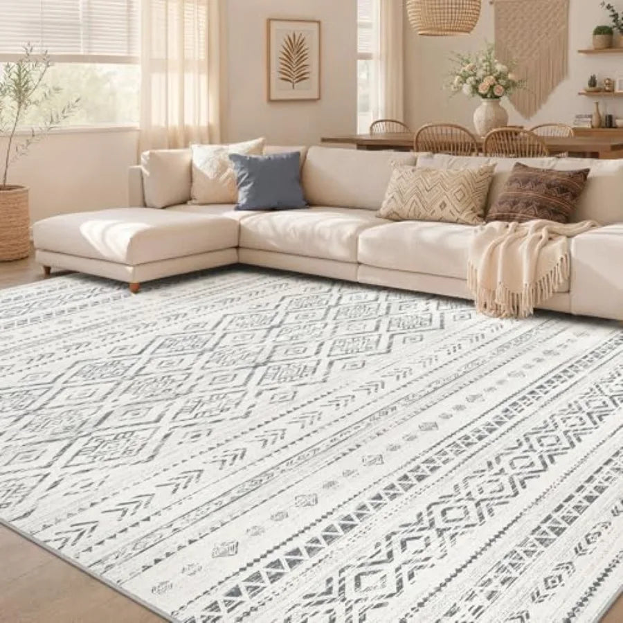 Boho Kilim Style Area Rug Polyester Machine Washable