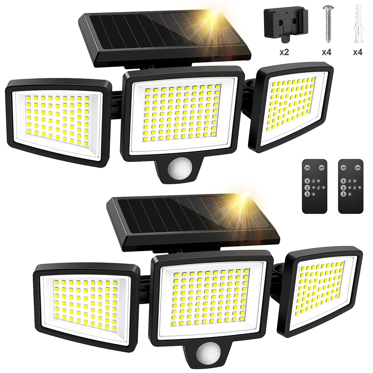 SZRSTH 3-Head Solar Motion Sensor Security Light With Wireless Remote