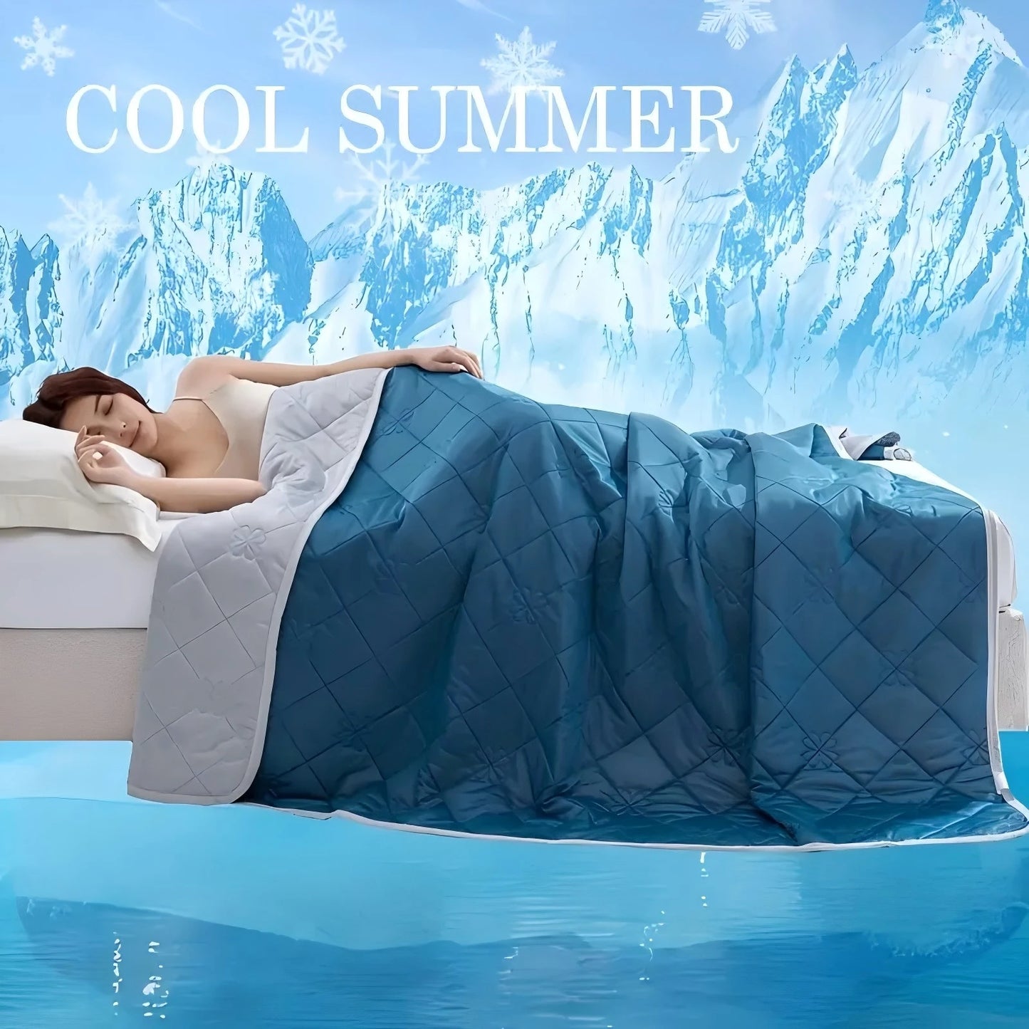 ROSEKINDCN Cooling Blanket for Hot Sleepers, Dual-Sided Geometric Pattern