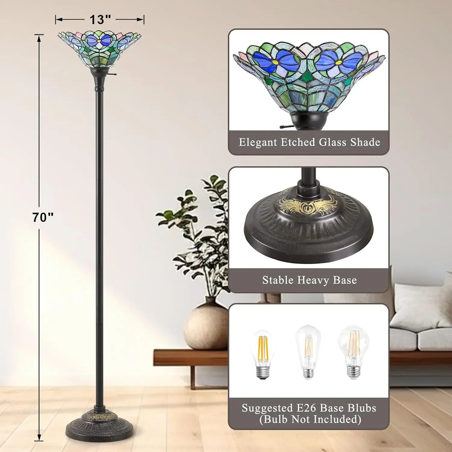 Luvkczc Tiffany Torchiere Floor Lamp Victorian Stained Glass