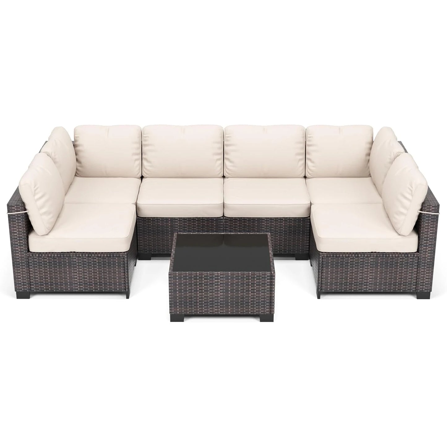 HobbyLane 7-Piece Modular Outdoor Furniture Set PE Rattan