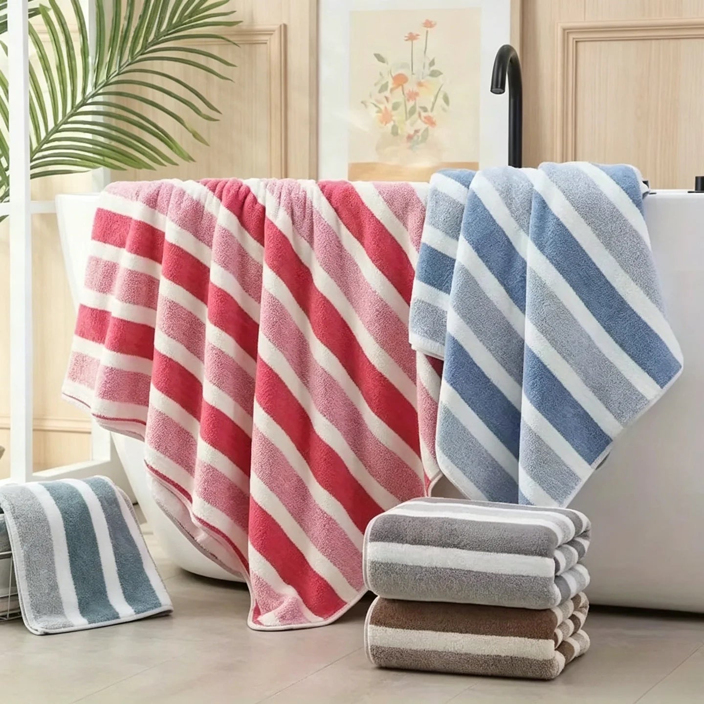 Premium Ultra Absorbent Eight Piece Polyester Bath Towel Set