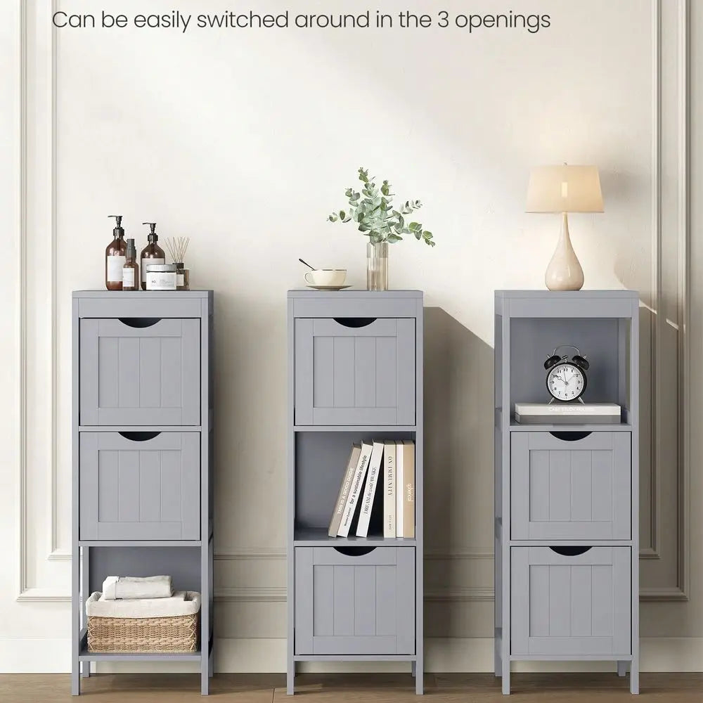 Modern Bathroom Floor Cabinet With Two Drawers And Open Shelf