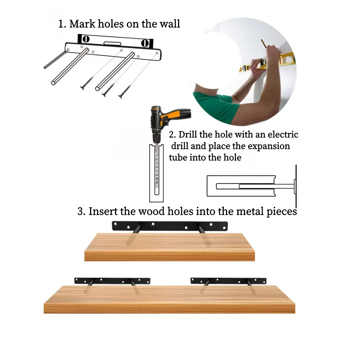 Contemporary Wall Mounted Wooden Shelf For Living Room Decor