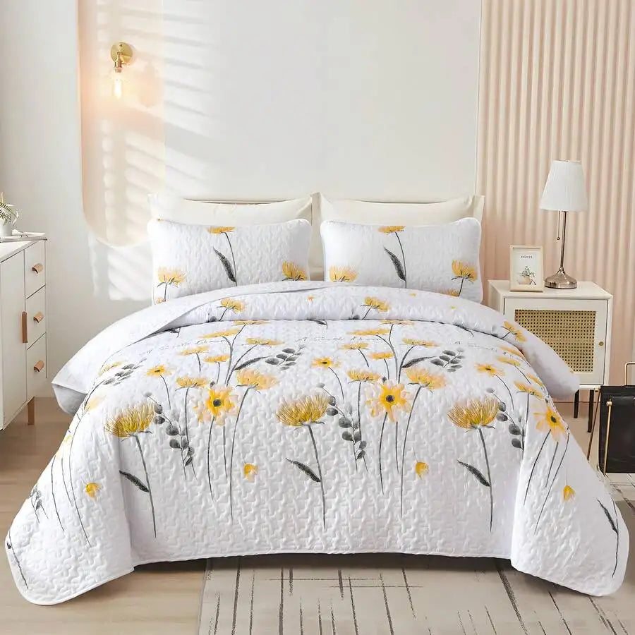 Premium Polyester Cotton Three Piece Quilt Set Cover