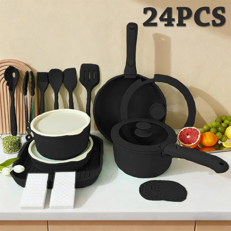 Nonstick Pots And Pans Set With Detachable Handle For Induction